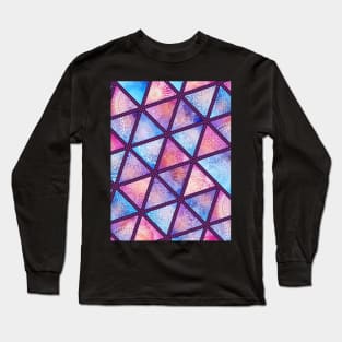 Triangular Geometric Colorful Pattern With Intricate Design Artwork Long Sleeve T-Shirt